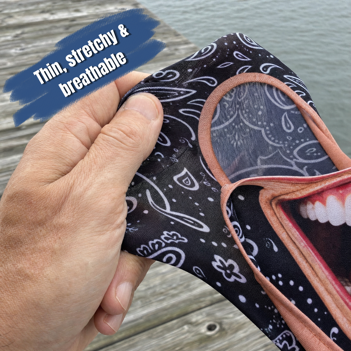 Funny Fishing Neck Gaiter – Big Mouth Smile Face Covering