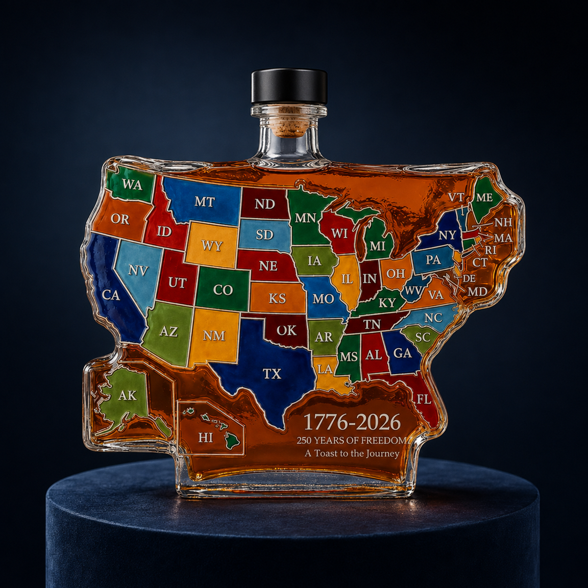 USA 50 State 250th Anniversary Whiskey Bottle Decanter
