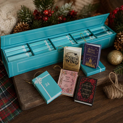25-Day Mini Book Ornament Advent Calendar for Book Lovers, 25 Mini Book Christmas Countdown Decorations