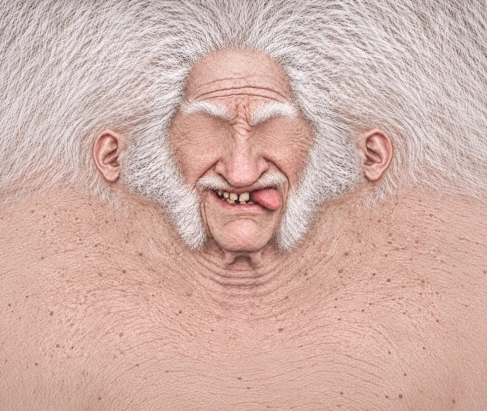 Wild white hair funny face ski mask design