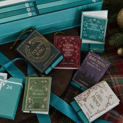 25-Day Mini Book Ornament Advent Calendar for Book Lovers, 25 Mini Book Christmas Countdown Decorations