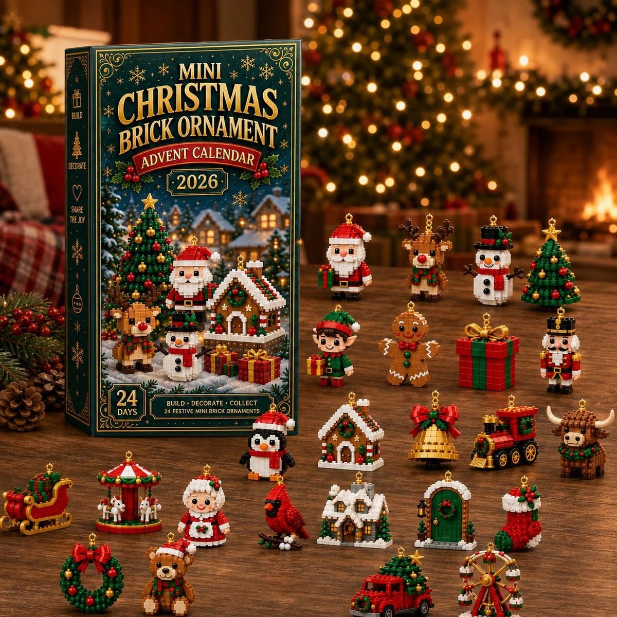🎄 24-Day Mini Christmas Ornament Advent Calendar | 24 unique festive buildable designs with hanging loops 🧱
