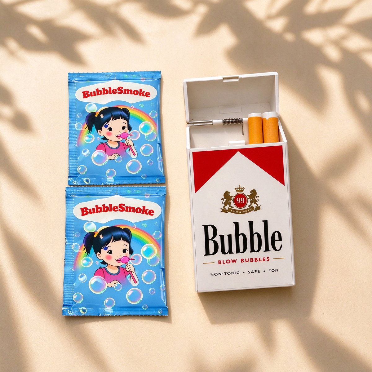 Bubble stick case open with refill packs