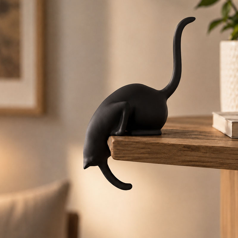 Creative Black Cat Tail Keychain Hook