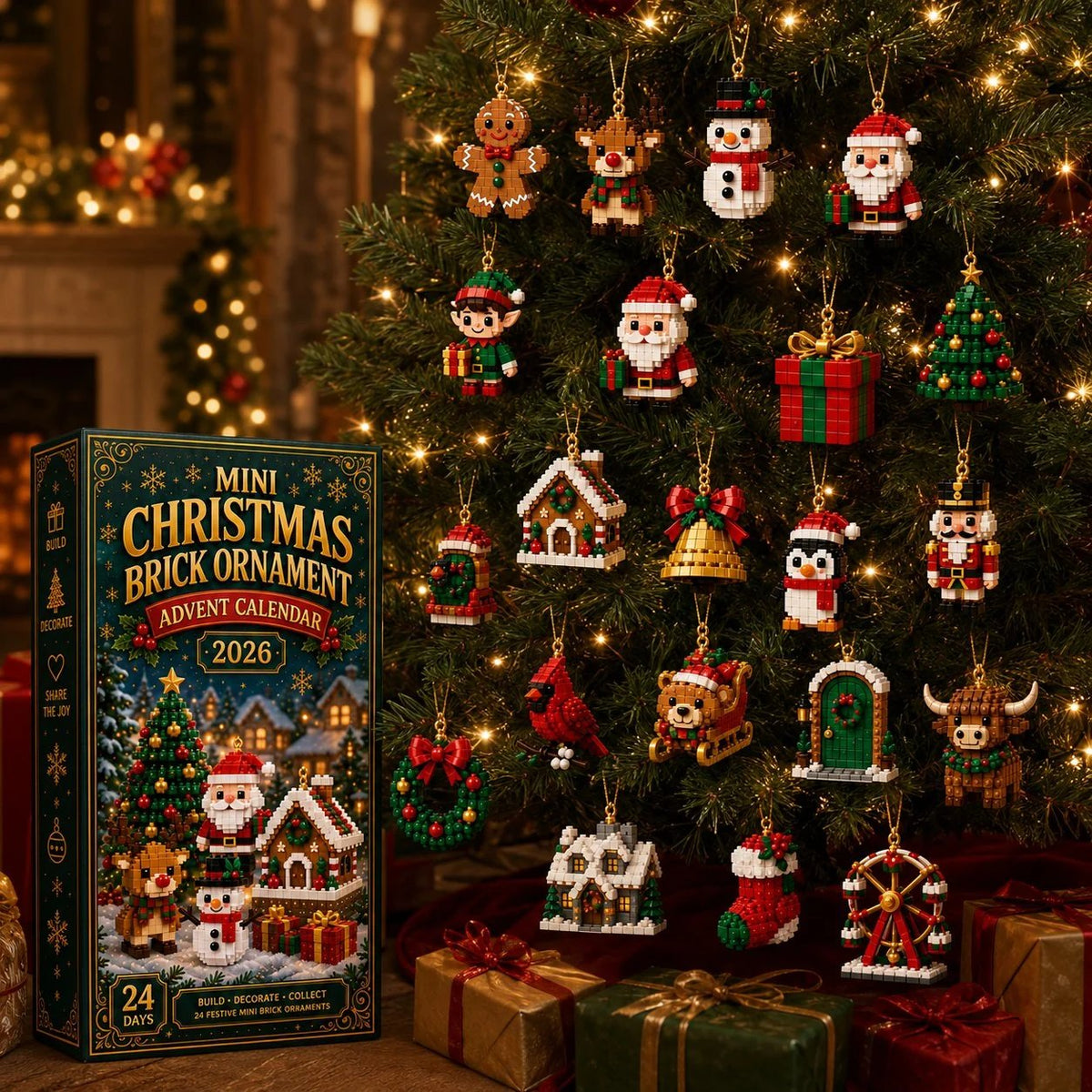 🎄 24-Day Mini Christmas Ornament Advent Calendar | 24 unique festive buildable designs with hanging loops 🧱