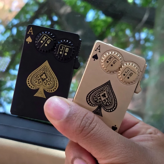 Ace of Spades Double Gear Lighter – Metallic Poker Fidget Spinner Lighter