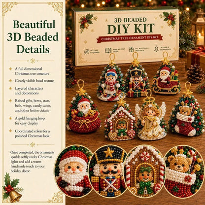 Beautiful 3D beaded Christmas ornament detail close-up