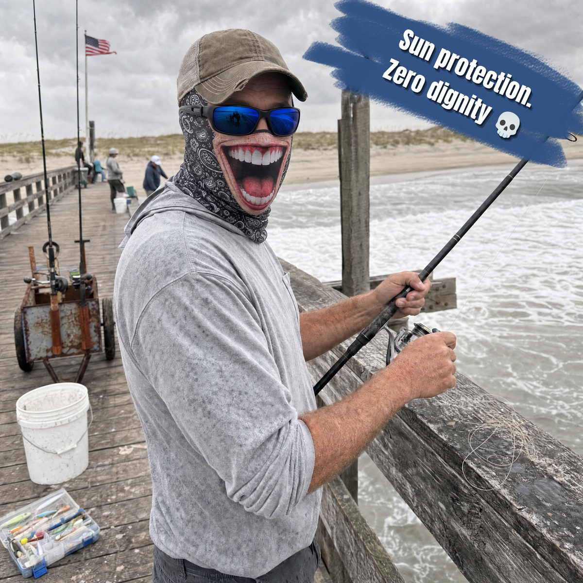 Funny Fishing Neck Gaiter – Big Mouth Smile Face Covering