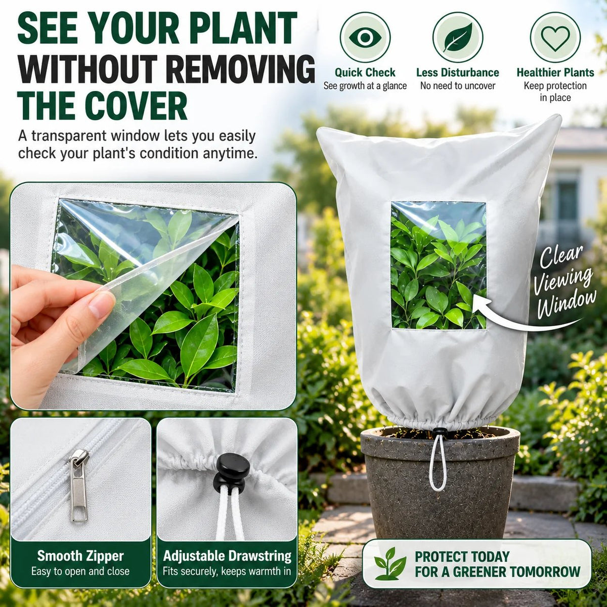 🌿 WINTER GARDEN ESSENTIAL |❄️ Plant Frost Protection Cover – Breathable Reusable Cover for Shrubs, Pots & Young Trees