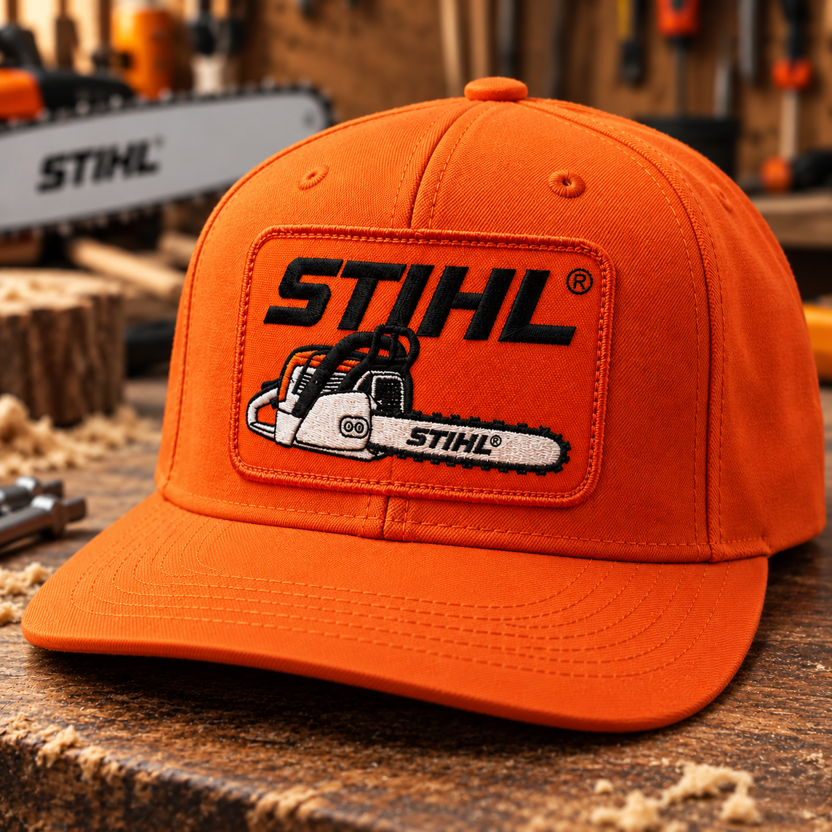 STIHL Vintage Chainsaw Patch Flat Bill Cap