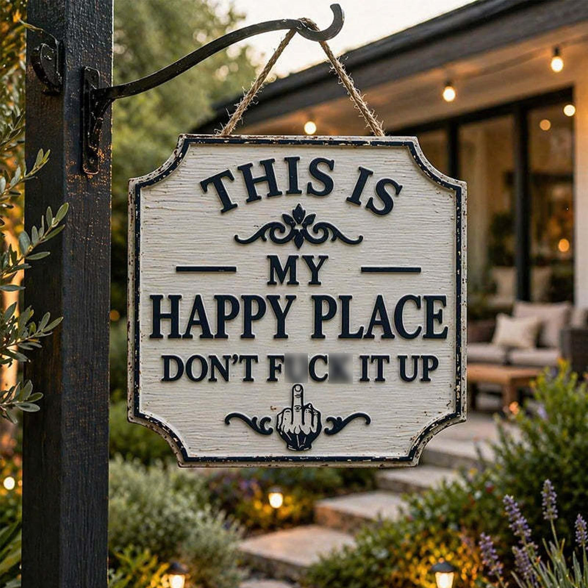 ⚡Last Day 49% OFF-Vintage Statement Metal Sign, 'This Is My Happy Place Don't It up'