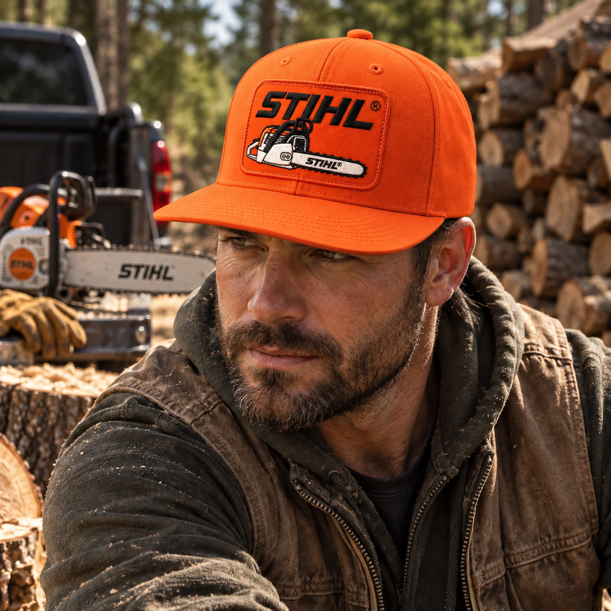 STIHL Vintage Chainsaw Patch Flat Bill Cap