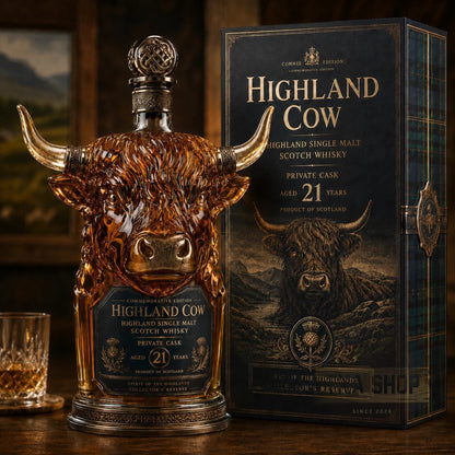 Highland Cow Private Cask 21 Years Cow Head Shaped Scotch Whisky Bottle🐂