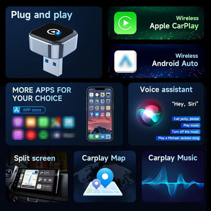 2026 Plug-and-Play Wireless CarPlay Adapter for All Compatible Vehicles
