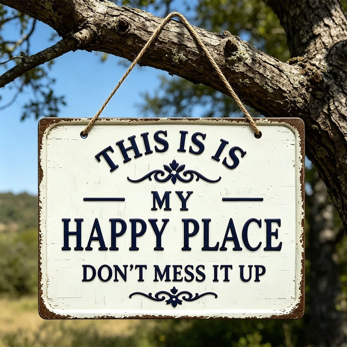 ⚡Last Day 49% OFF-Vintage Statement Metal Sign, 'This Is My Happy Place Don't It up'