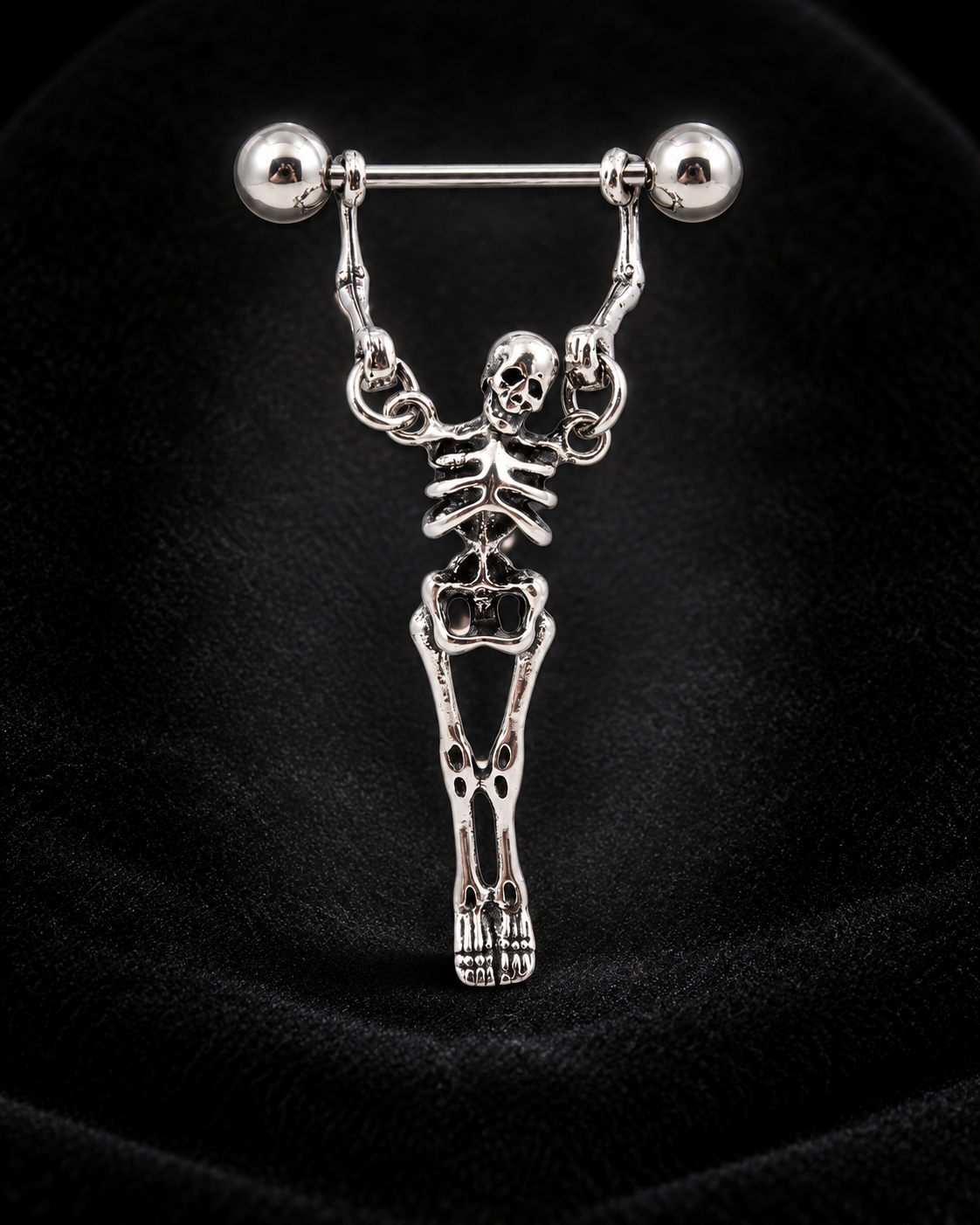Skeleton jewelry presented in a velvet gift box