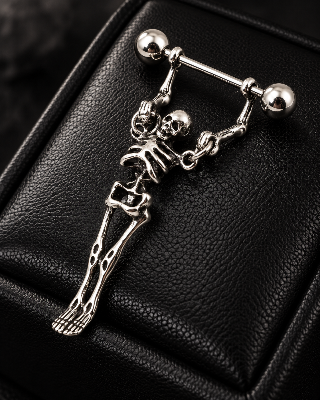 💀📌Gothic Skeleton Nipple Rings – Dangle Punk Body Jewelry Set