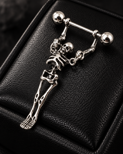 💀📌Gothic Skeleton Nipple Rings – Dangle Punk Body Jewelry Set