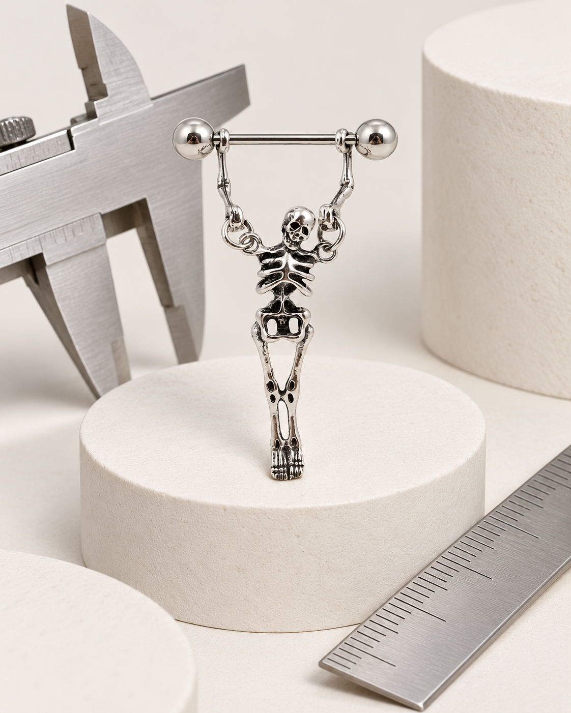 Skeleton jewelry size reference studio image