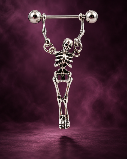 💀📌Gothic Skeleton Nipple Rings – Dangle Punk Body Jewelry Set
