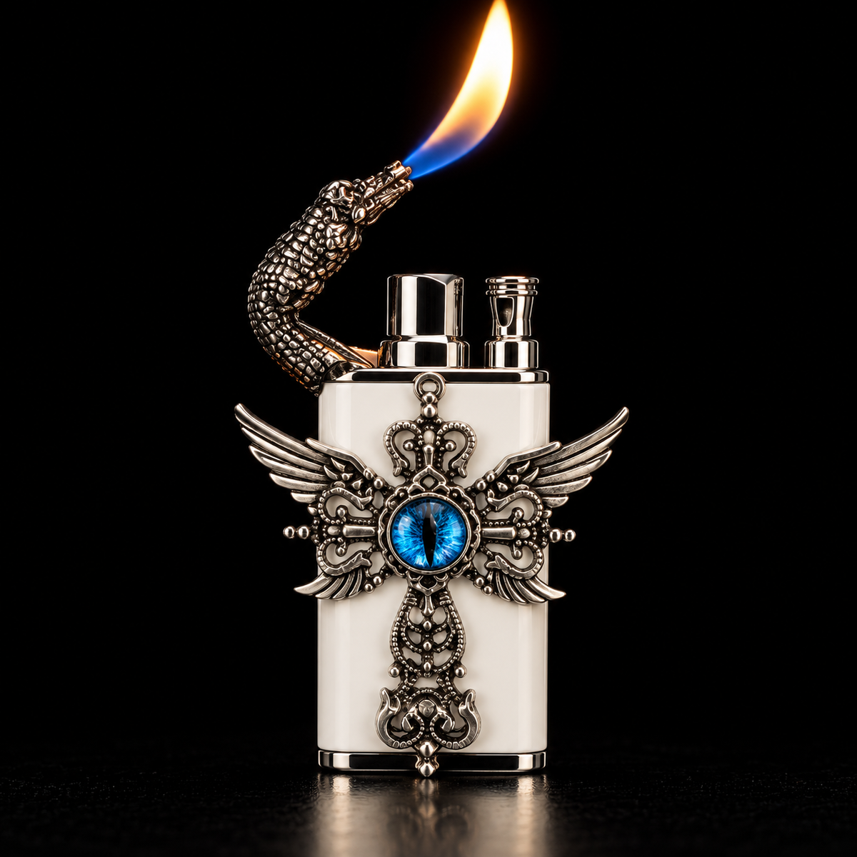 👼Angel Wing Cross Lighter – Rhinestone Gothic Butane Lighter