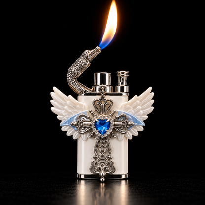 👼Angel Wing Cross Lighter – Rhinestone Gothic Butane Lighter