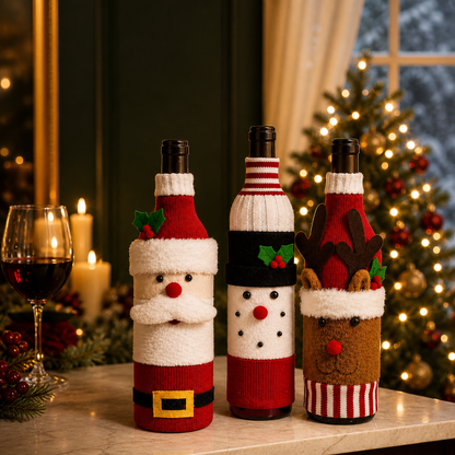 Christmas Santa Claus Wine Bottle Cover Table Decor