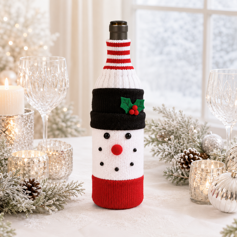 Snowman Christmas bottle cover