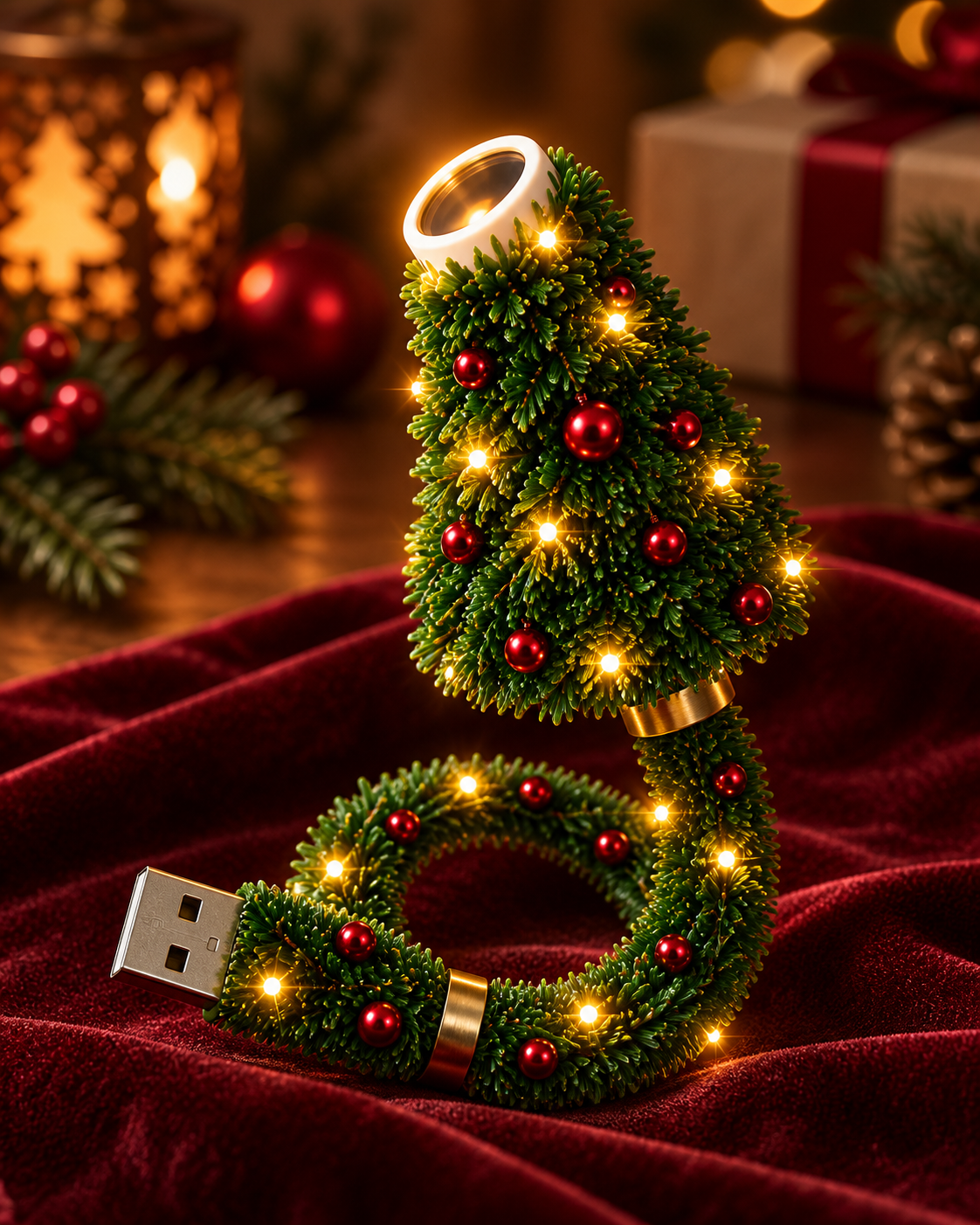 Detailed portrait of the miniature tree-shaped projector