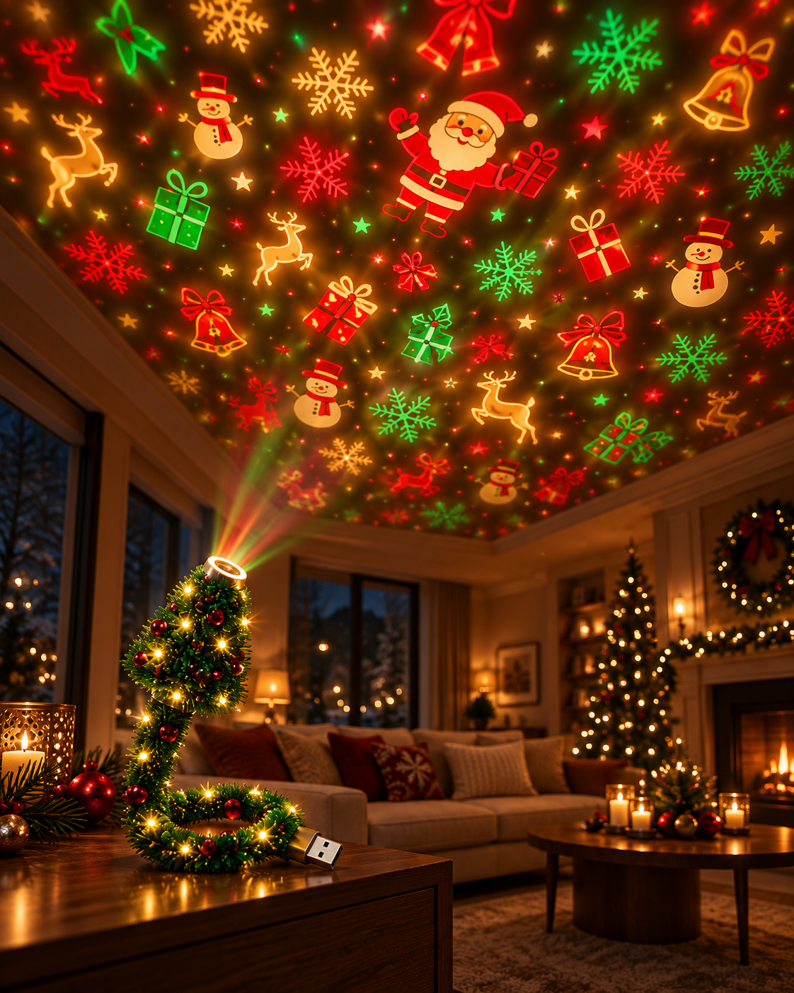 Christmas Projector LED Lights for Ceiling & Wall