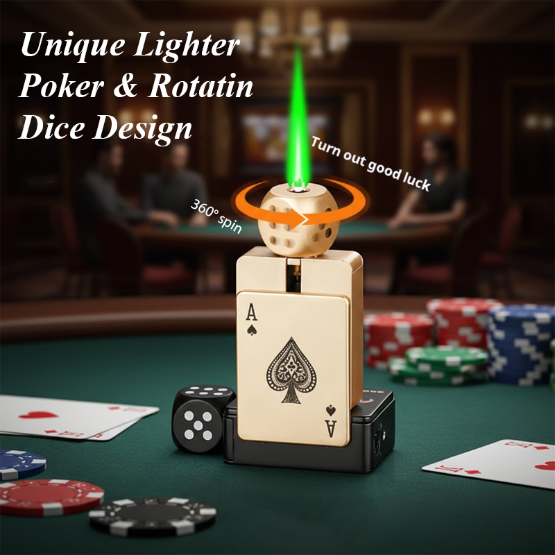 ComfortCornerUs™ CardDice Spinner Green Flame Lighter