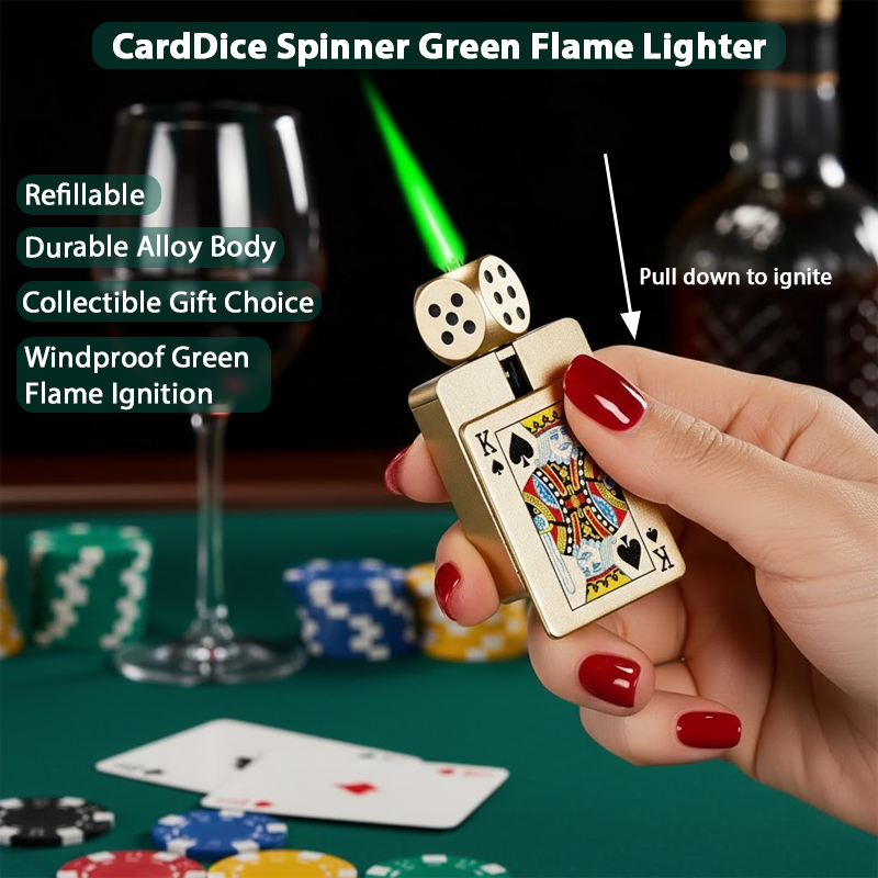 ComfortCornerUs™ CardDice Spinner Green Flame Lighter