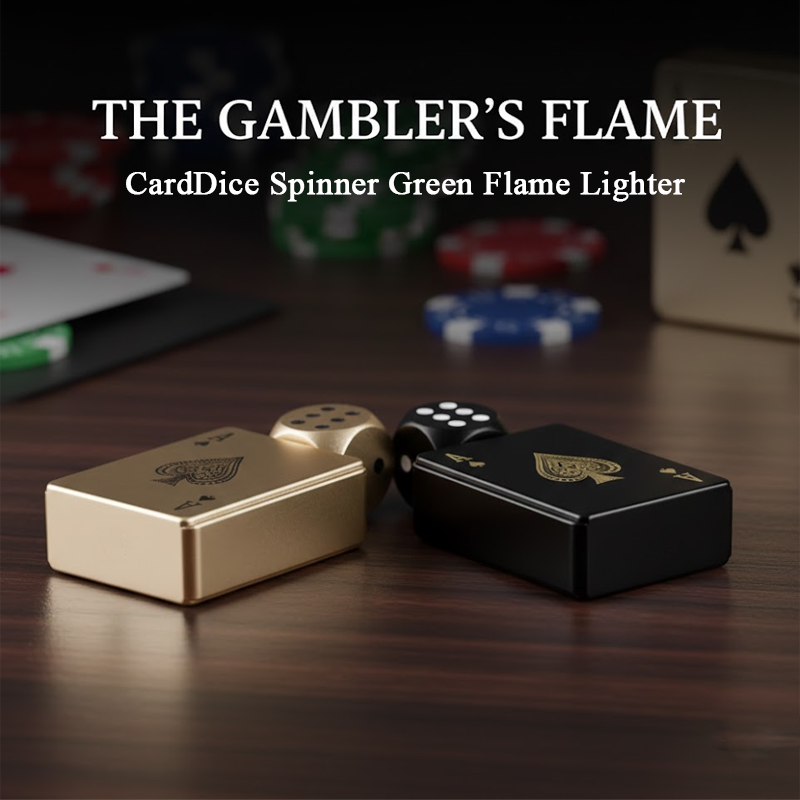 ComfortCornerUs™ CardDice Spinner Green Flame Lighter