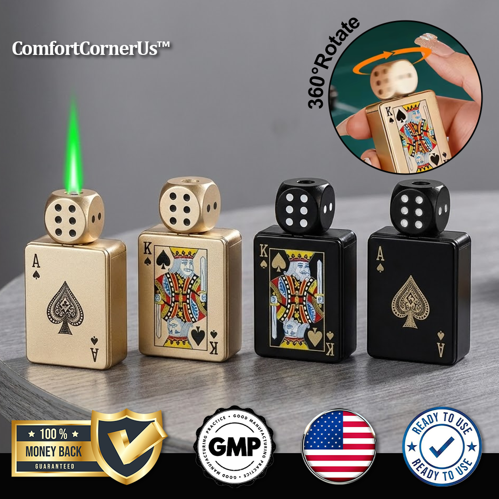 ComfortCornerUs™ CardDice Spinner Green Flame Lighter