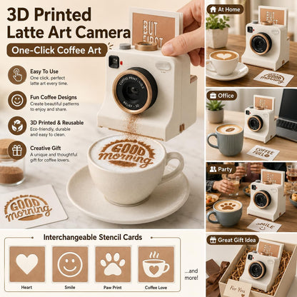3D-Printed Latte Art Camera Stencil Tool