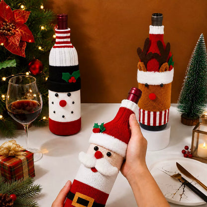 Christmas Santa Claus Wine Bottle Cover Table Decor