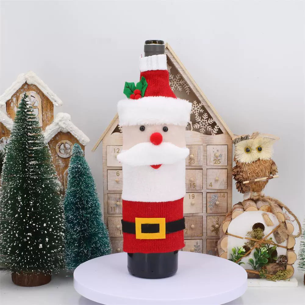 Christmas Santa Claus Wine Bottle Cover Table Decor