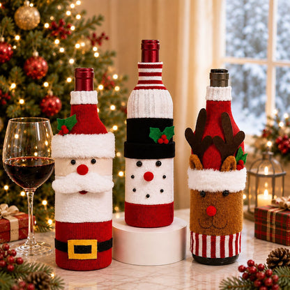 Christmas Santa Claus Wine Bottle Cover Table Decor