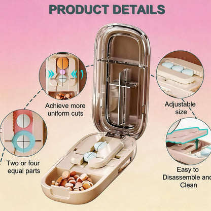 Pill cutter size comparison showing compact dimensions