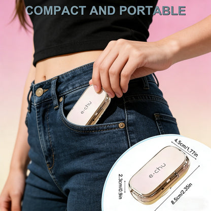 Portable pill splitter with storage closed for travel