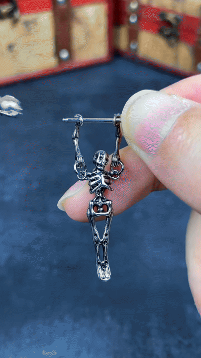 💀📌Gothic Skeleton Nipple Rings – Dangle Punk Body Jewelry Set