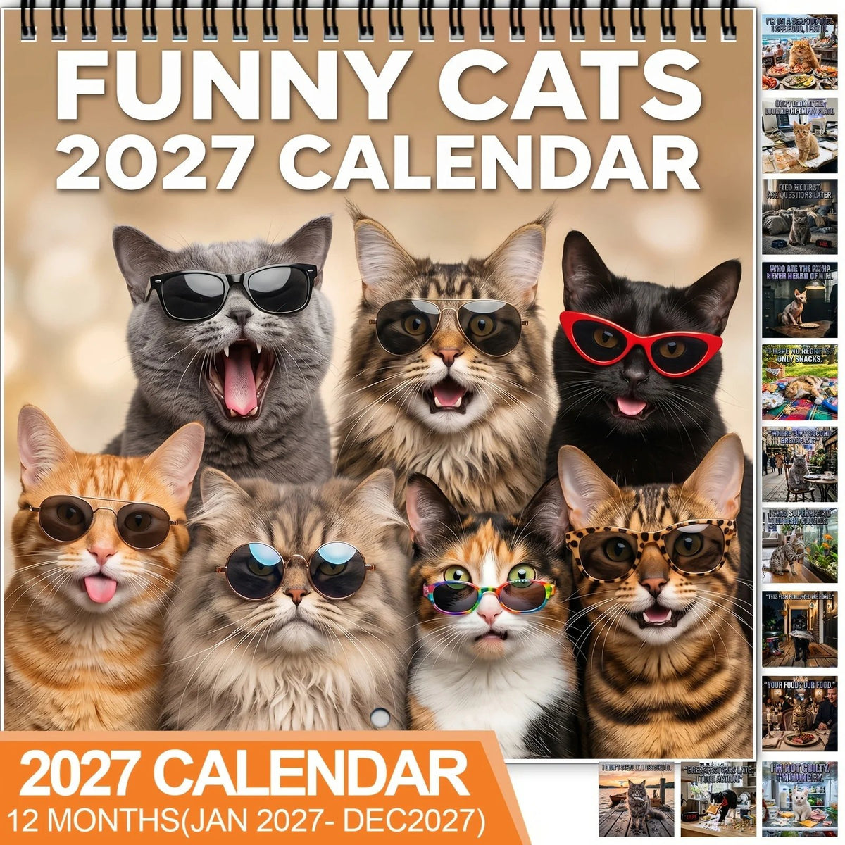 🐱 2027 Funny Cats Wall Calendar – Sassy Cats & Hilarious Quotes