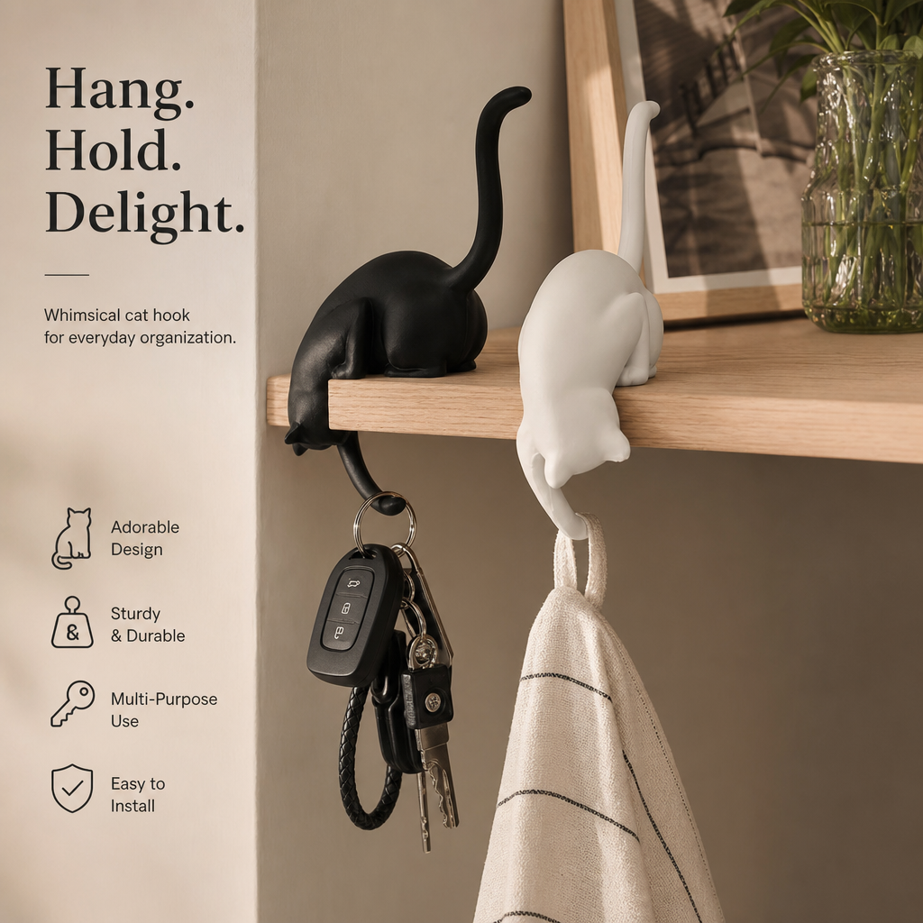 Creative Black Cat Tail Keychain Hook