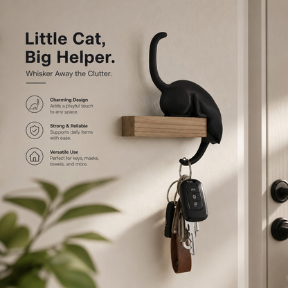 Creative Black Cat Tail Keychain Hook