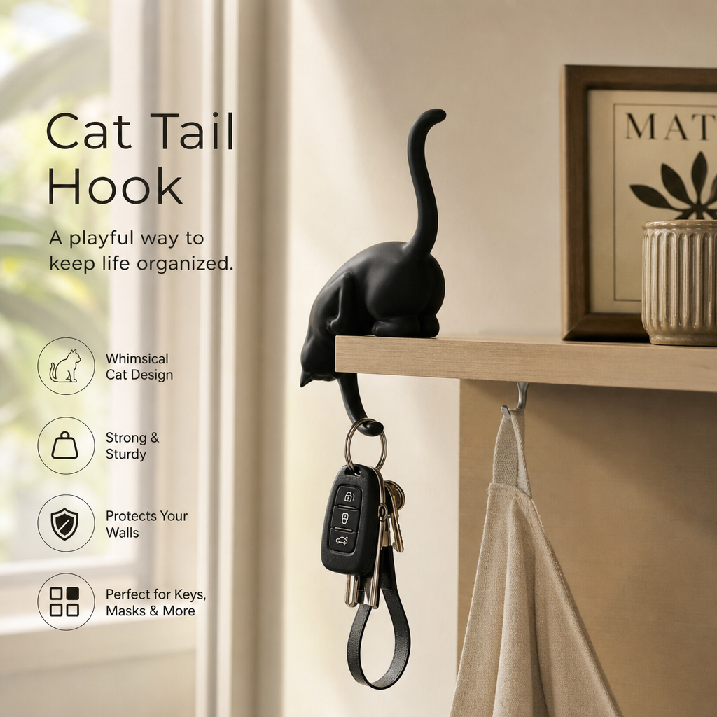 Creative Black Cat Tail Keychain Hook