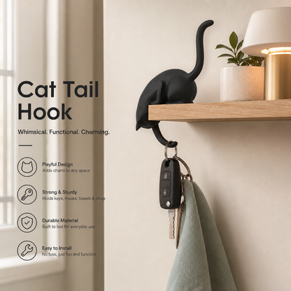 Creative Black Cat Tail Keychain Hook