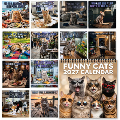 🐱 2027 Funny Cats Wall Calendar – Sassy Cats & Hilarious Quotes
