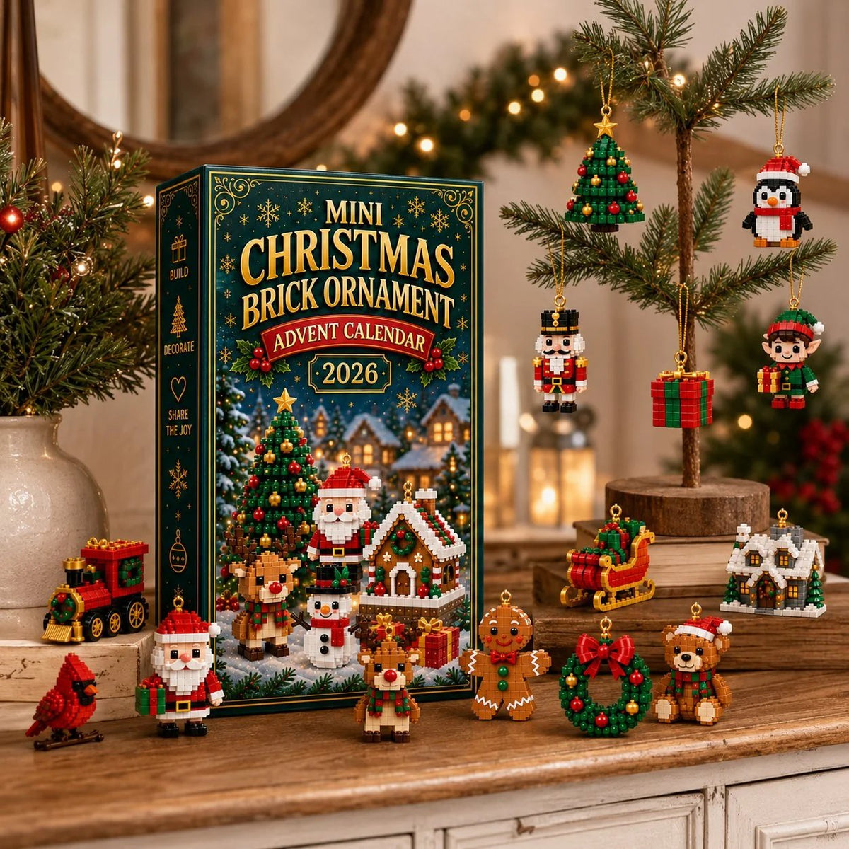 🎄 24-Day Mini Christmas Ornament Advent Calendar | 24 unique festive buildable designs with hanging loops 🧱