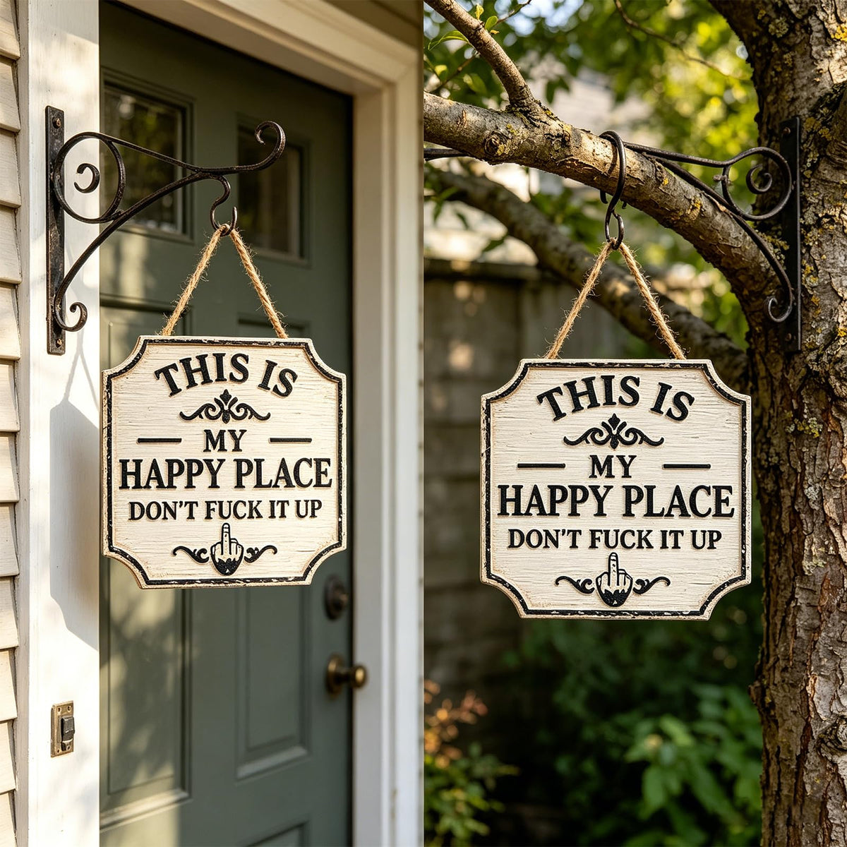 ⚡Last Day 49% OFF-Vintage Statement Metal Sign, 'This Is My Happy Place Don't It up'
