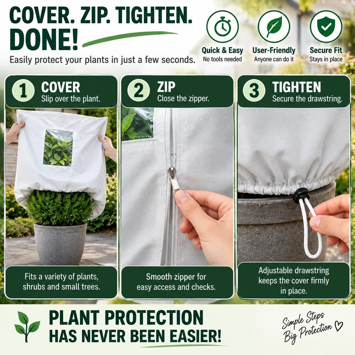 🌿 WINTER GARDEN ESSENTIAL |❄️ Plant Frost Protection Cover – Breathable Reusable Cover for Shrubs, Pots & Young Trees